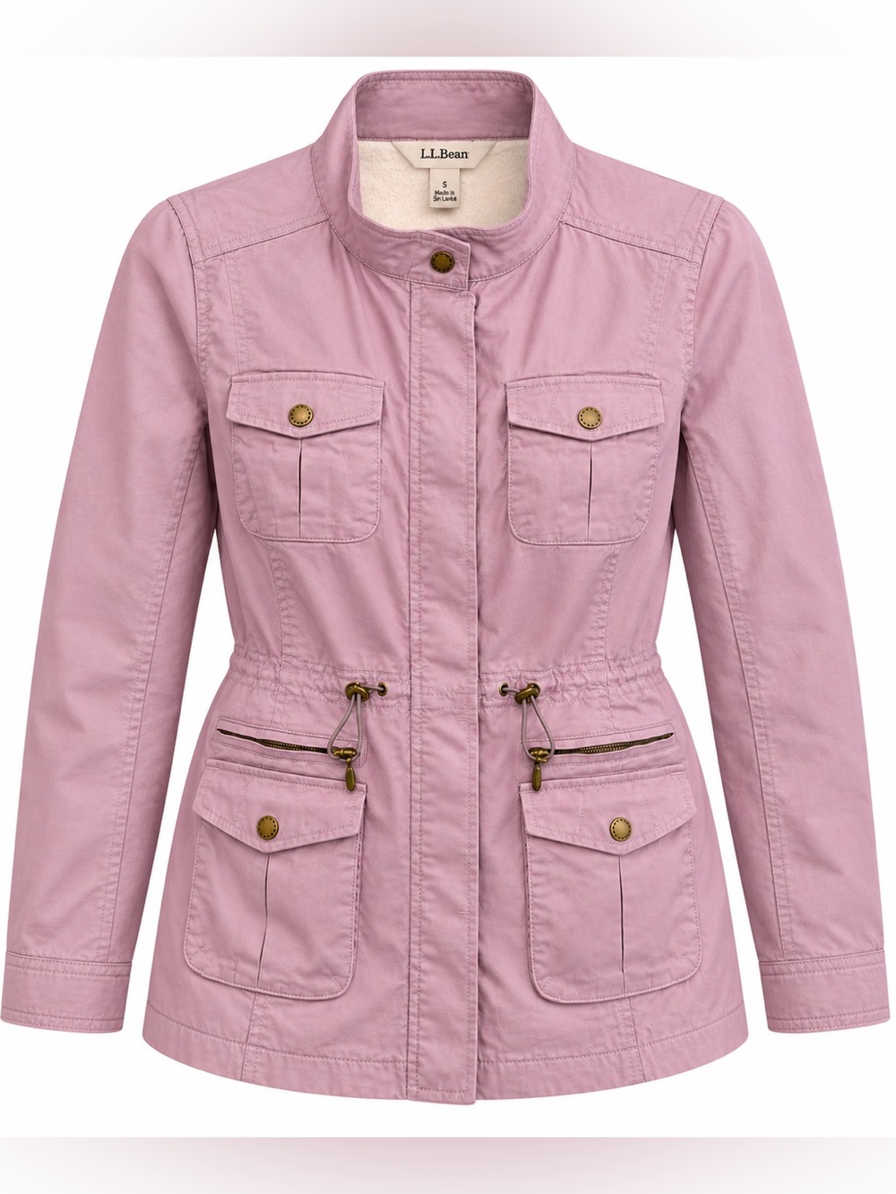 L.L. Bean Mauve Women's Sherpa Lined Zip Up Utility Jacket size S Petite